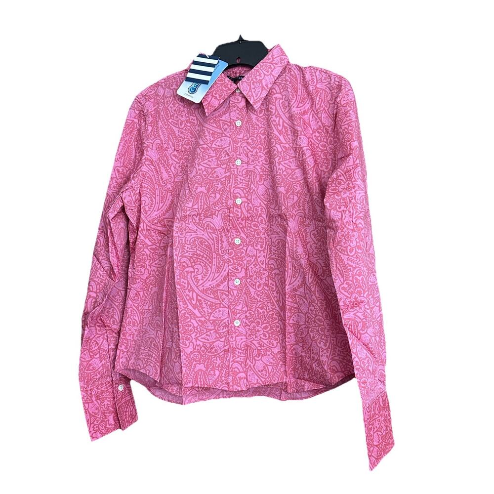 New W/ Tags Women’s Lands’ End Coolmax Long Sleeve Button Up Point Collar Shirt